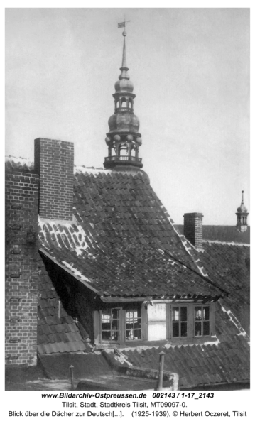 Tilsit, Blick über die Dächer zur Deutschen Kirche