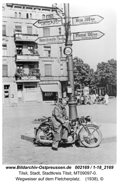 Tilsit, Wegweiser auf dem Fletcherplatz