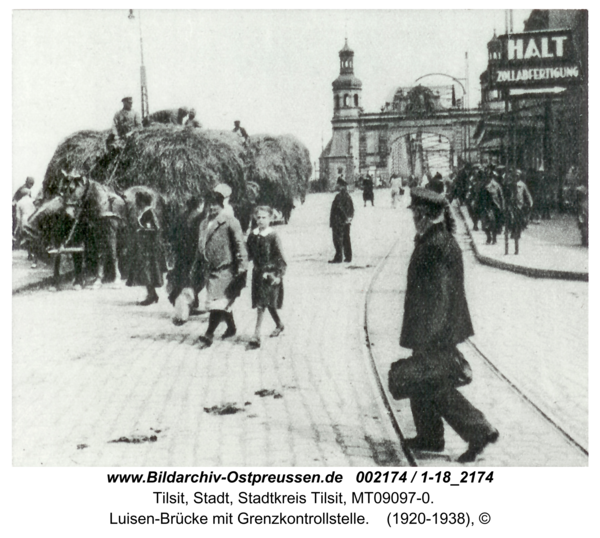 Tilsit, Luisen-Brücke mit Grenzkontrollstelle