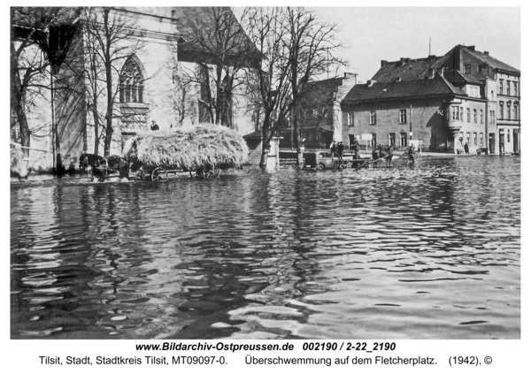 Tilsit, Überschwemmung auf dem Fletcherplatz