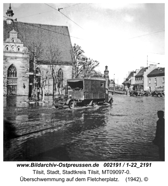 Tilsit, Überschwemmung auf dem Fletcherplatz