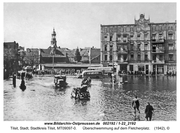 Tilsit, Überschwemmung auf dem Fletcherplatz