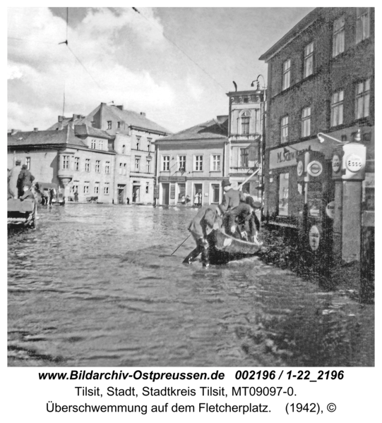 Tilsit, Überschwemmung auf dem Fletcherplatz