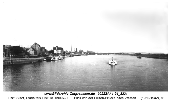 Tilsit, Blick von der Luisen-Brücke nach Westen