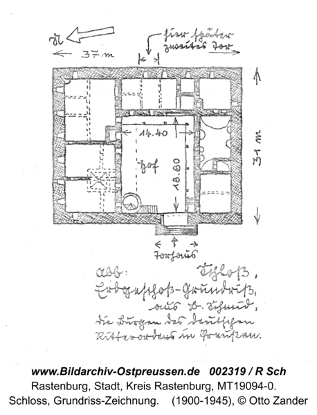 Rastenburg, Schloss, Grundriss-Zeichnung