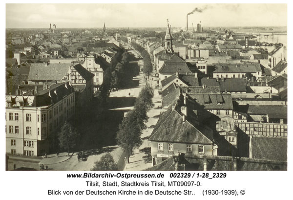 Tilsit, Blick von der Deutschen Kirche in die Deutsche Str.