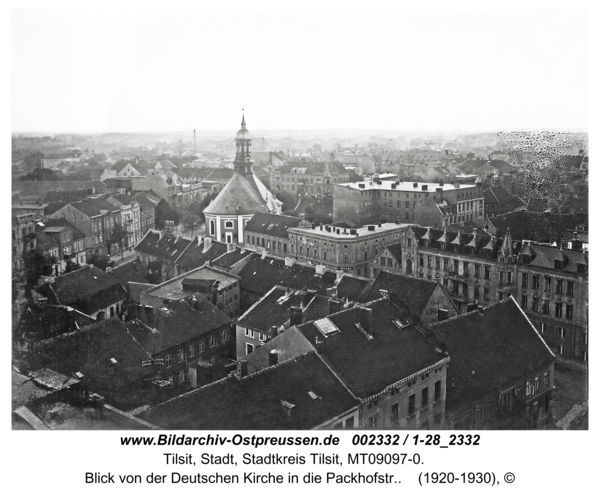 Tilsit, Blick von der Deutschen Kirche in die Packhofstr.