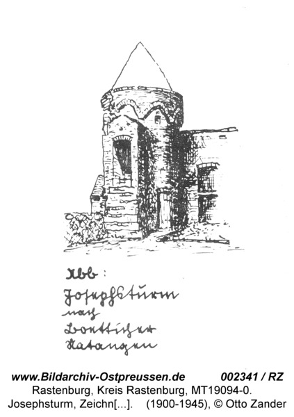 Rastenburg, Alte Stadtbefestigung, Josephturm, Zeichnung