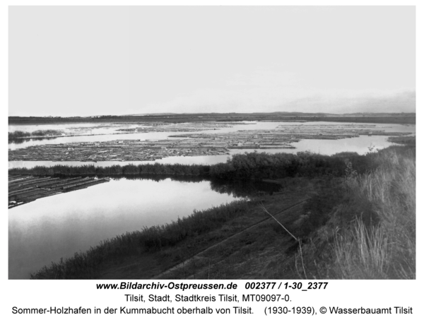 Tilsit, Sommer-Holzhafen in der Kummabucht oberhalb von Tilsit