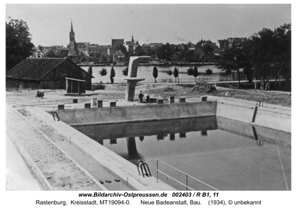 Rastenburg, Neue Badeanstalt, Bau
