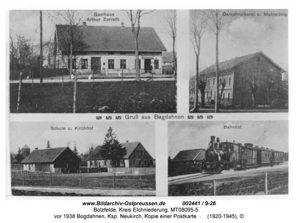 Bolzfelde, vor 1938 Bogdahnen, Ksp. Neukirch, Kopie einer Postkarte