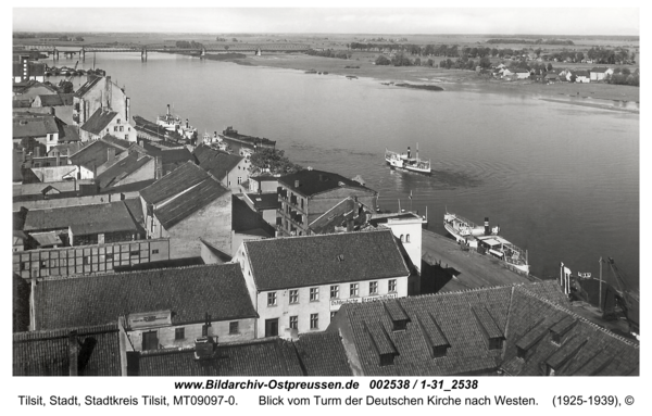 Tilsit, Blick vom Turm der Deutschen Kirche nach Westen