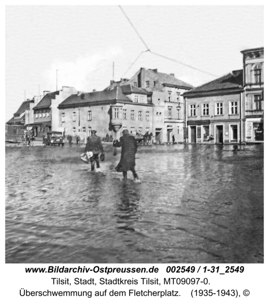 Tilsit, Überschwemmung auf dem Fletcherplatz