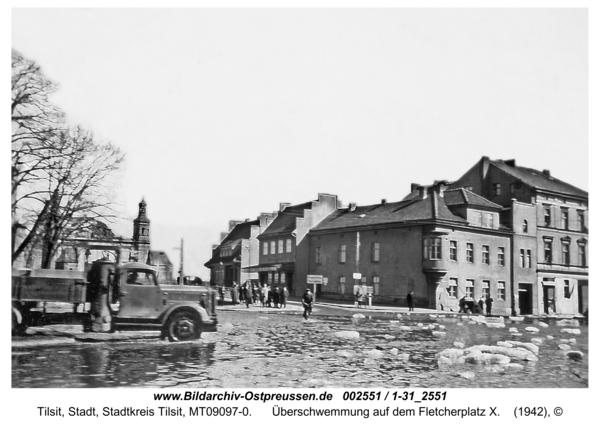 Tilsit, Überschwemmung auf dem Fletcherplatz