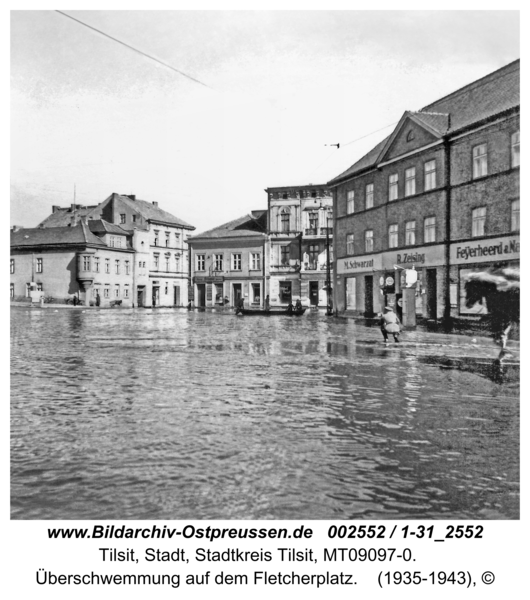 Tilsit, Überschwemmung auf dem Fletcherplatz