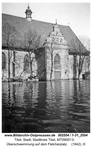 Tilsit, Überschwemmung auf dem Fletcherplatz