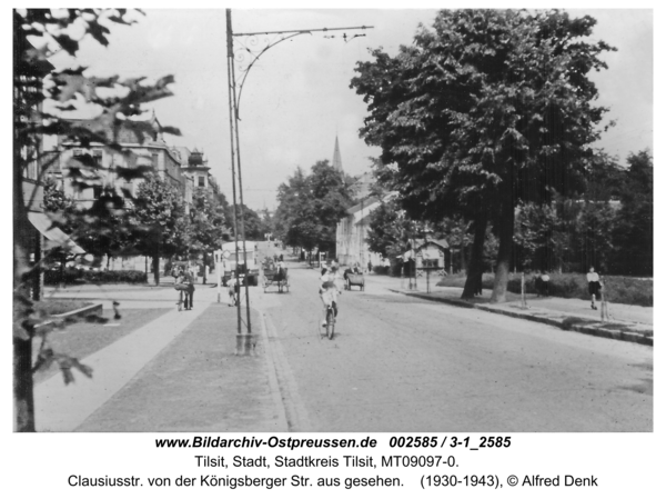 Tilsit, Clausiusstr. von der Königsberger Str. aus gesehen