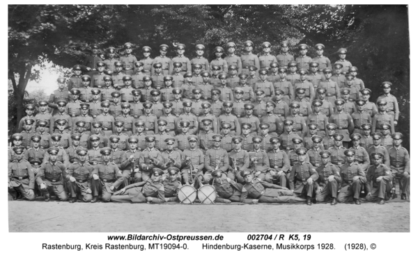 Rastenburg, Hindenburgstraße, Hindenburg-Kaserne, Musikcorps 1928