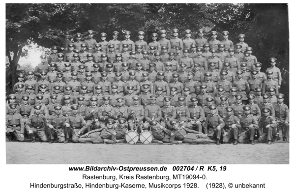 Rastenburg, Hindenburgstraße, Hindenburg-Kaserne, Musikcorps 1928