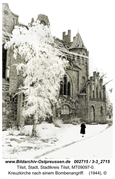 Tilsit, Kreuzkirche nach einem Bombenangriff