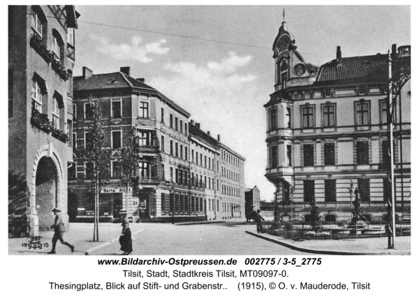 Tilsit, Thesingplatz, Blick auf Stift- und Grabenstr.