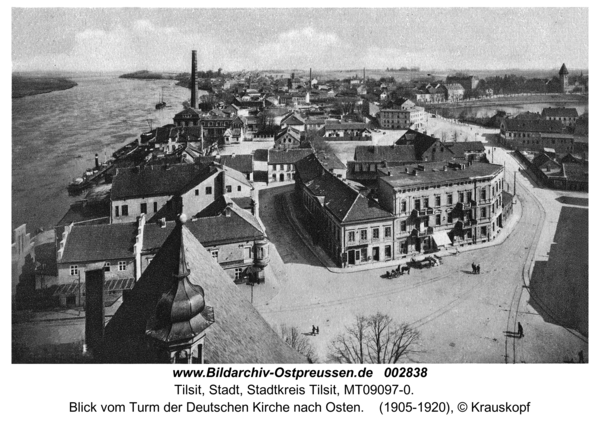 Tilsit, Blick vom Turm der Deutschen Kirche nach Osten