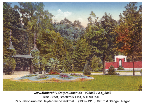 Tilsit, Park Jakobsruh mit Heydenreich-Denkmal