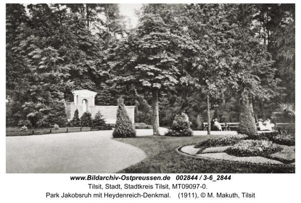 Tilsit, Park Jakobsruh mit Heydenreich-Denkmal