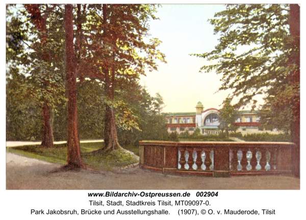 Tilsit, Park Jakobsruh, Brücke und Ausstellungshalle