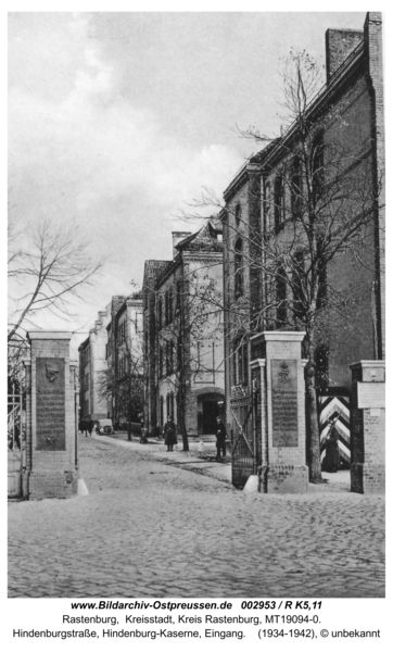 Rastenburg, Hindenburgstraße, Hindenburg-Kaserne, Eingang