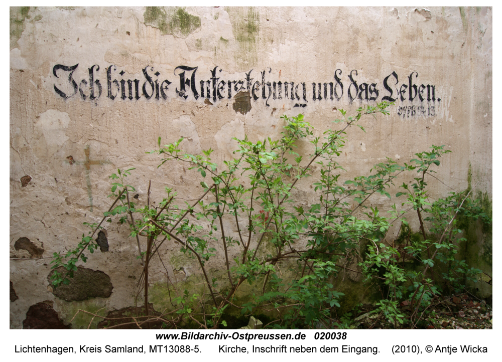 Lichtenhagen Kr. Samland, Kirche, Inschrift neben dem Eingang