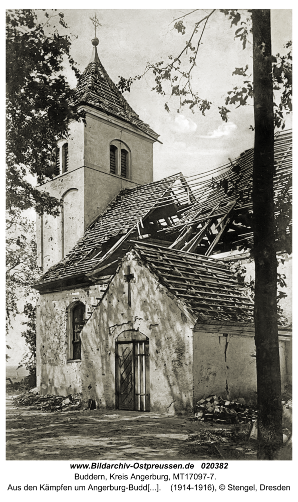 Buddern, Aus den Kämpfen um Angerburg-Buddern, zerstörte Kirche