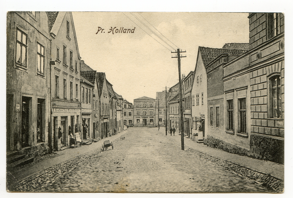 Preußisch Holland, Reiterstraße, Blick von der Ecke mit Marktstraße nach Süden