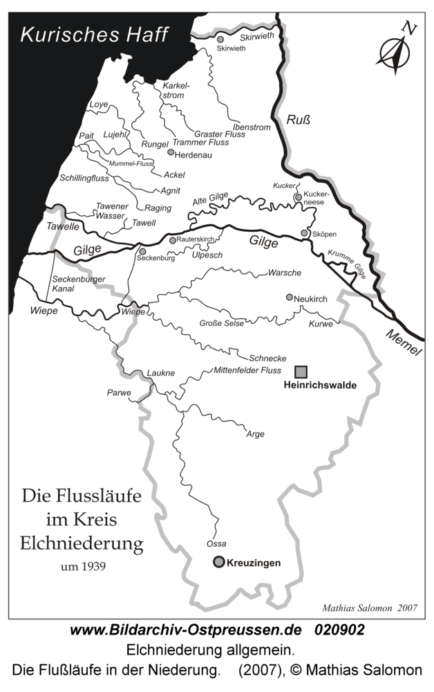 Elchniederung, Die Flußläufe in der Niederung