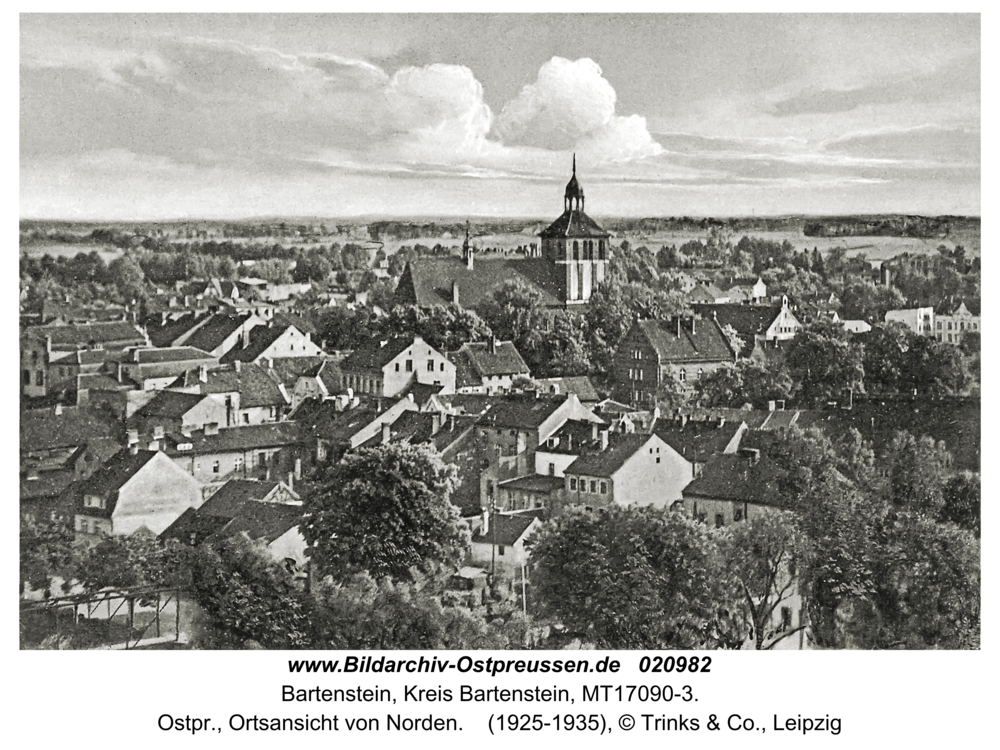 Bartenstein, Ostpr., Ortsansicht von Norden