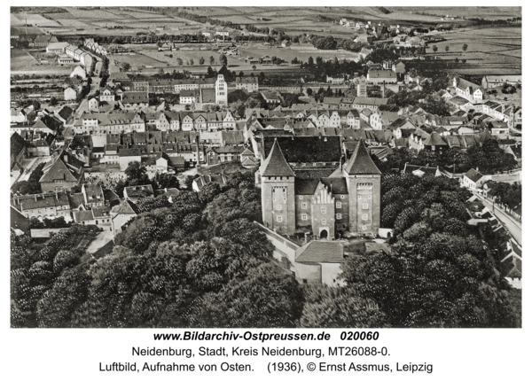 Neidenburg, Luftbild, Aufnahme von Osten