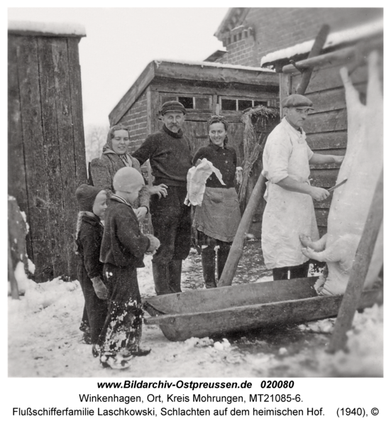 Winkenhagen, Flußschifferfamilie Laschkowski, Schlachten auf dem heimischen Hof