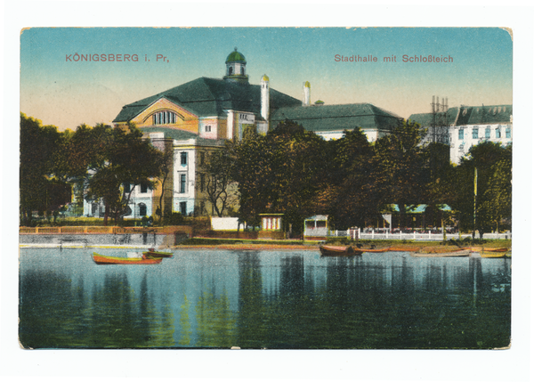 Königsberg, Schloßteich mit Stadthalle