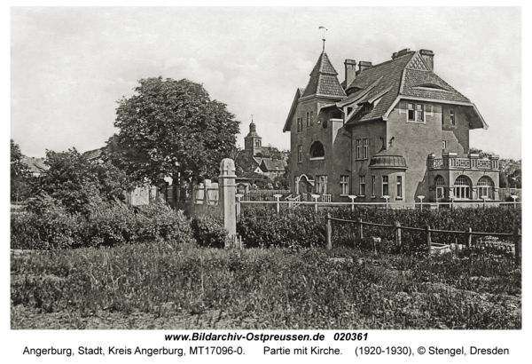 Angerburg Kr. Angerburg, Partie mit Kirche