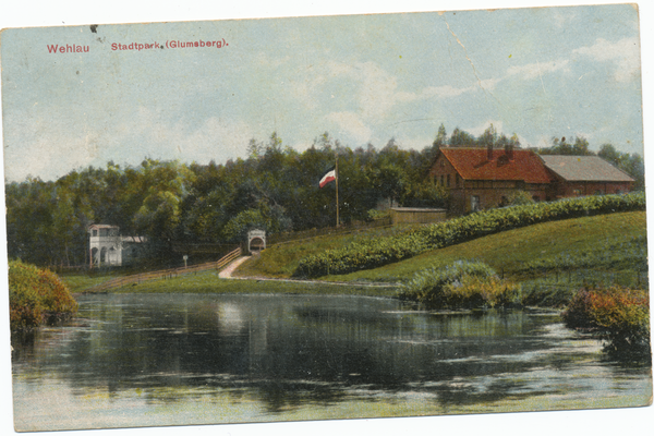 Wehlau, Stadtpark, Pregel mit Glumsberg und Bootshaus