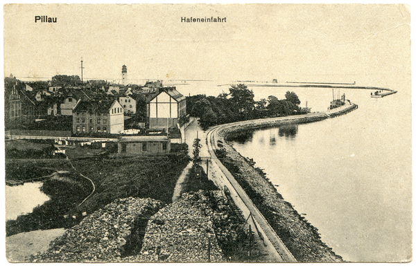 Pillau, Seestadt, Ortsansicht, Hafeneinfahrt