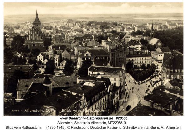 Allenstein, Blick vom Rathausturm