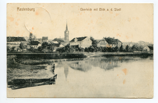 Rastenburg, Oberteich mit Blick auf die Stadt