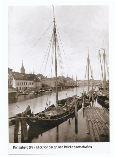 Königsberg, Blick von der grünen Brücke stromabwärts