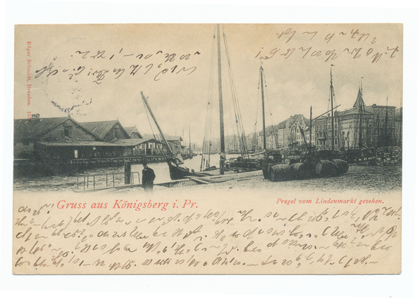 Königsberg, Pregel vom Lindenmarkt gesehen