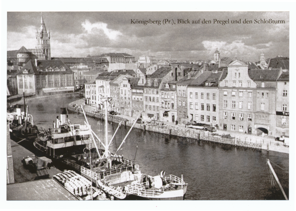 Königsberg (Pr.), Hundegatt, Kai, Blick auf den Pregel und den Schlossturm