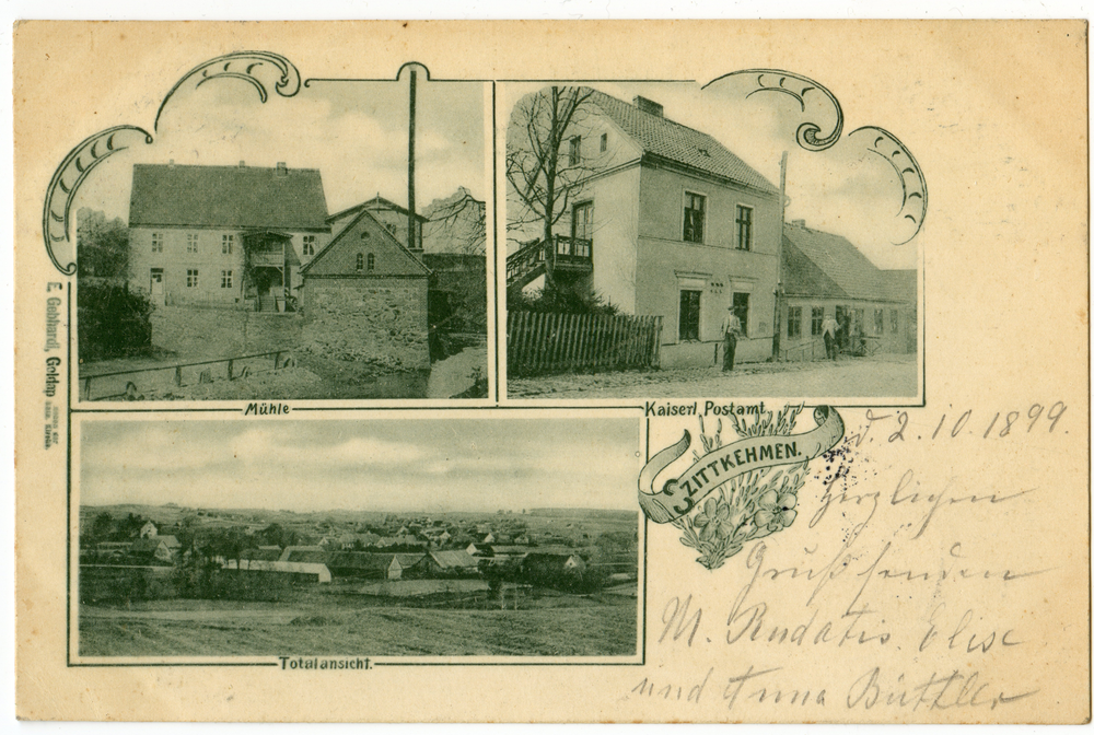 Szittkehmen, Mühle, Kaiserl. Postamt, Totalansicht