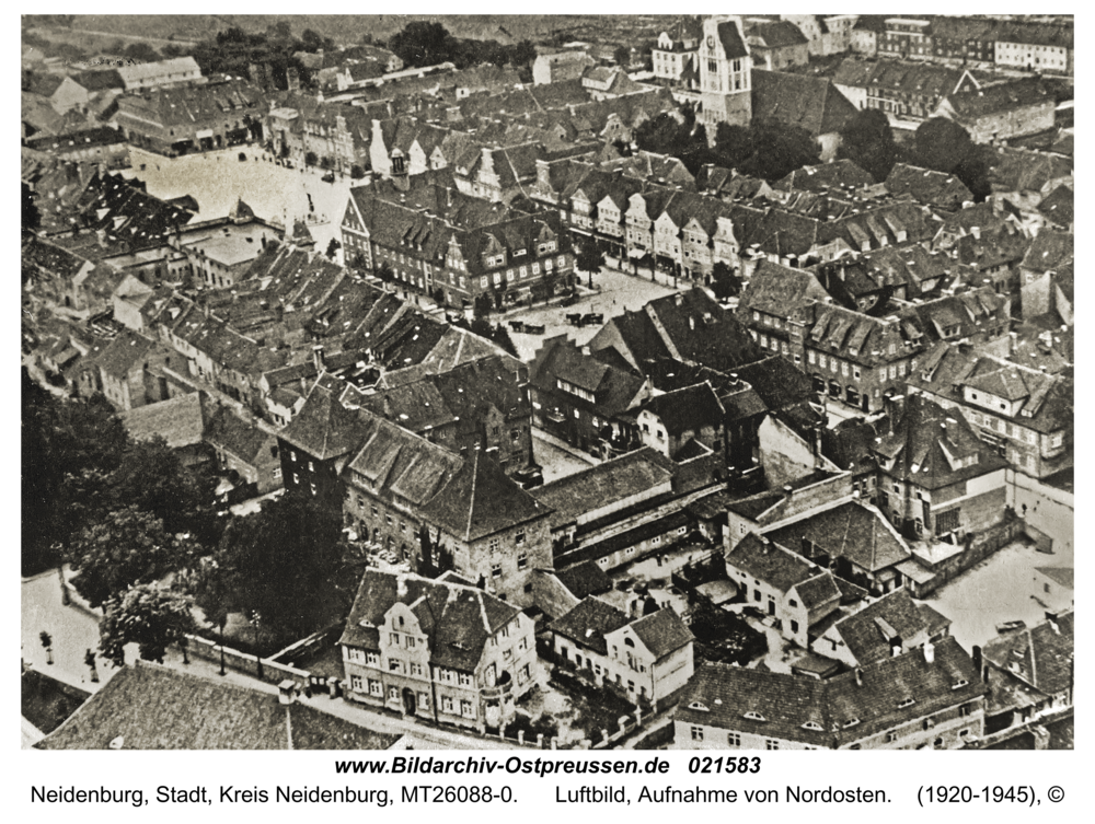 Neidenburg, Luftbild, Aufnahme von Nordosten