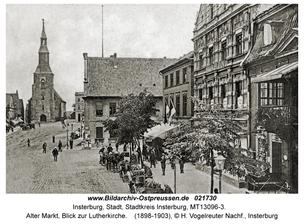 Insterburg, Alter Markt, Blick zur Lutherkirche