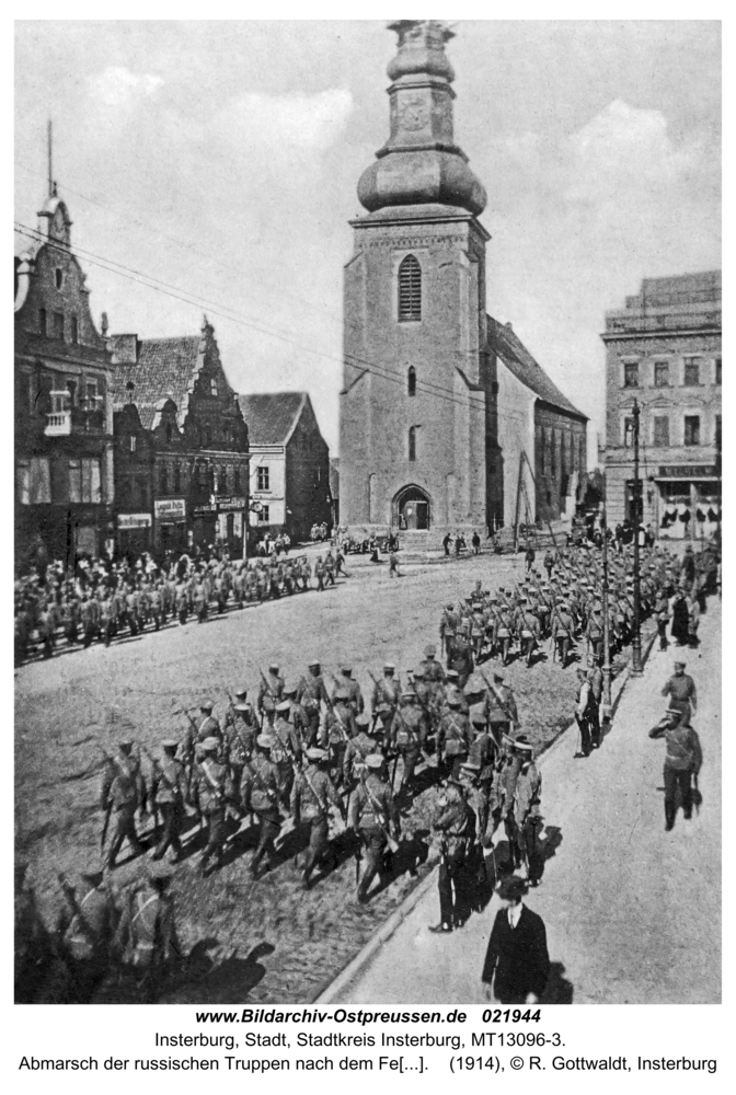 Insterburg, Abmarsch der russischen Truppen nach dem Feldgottesdienst